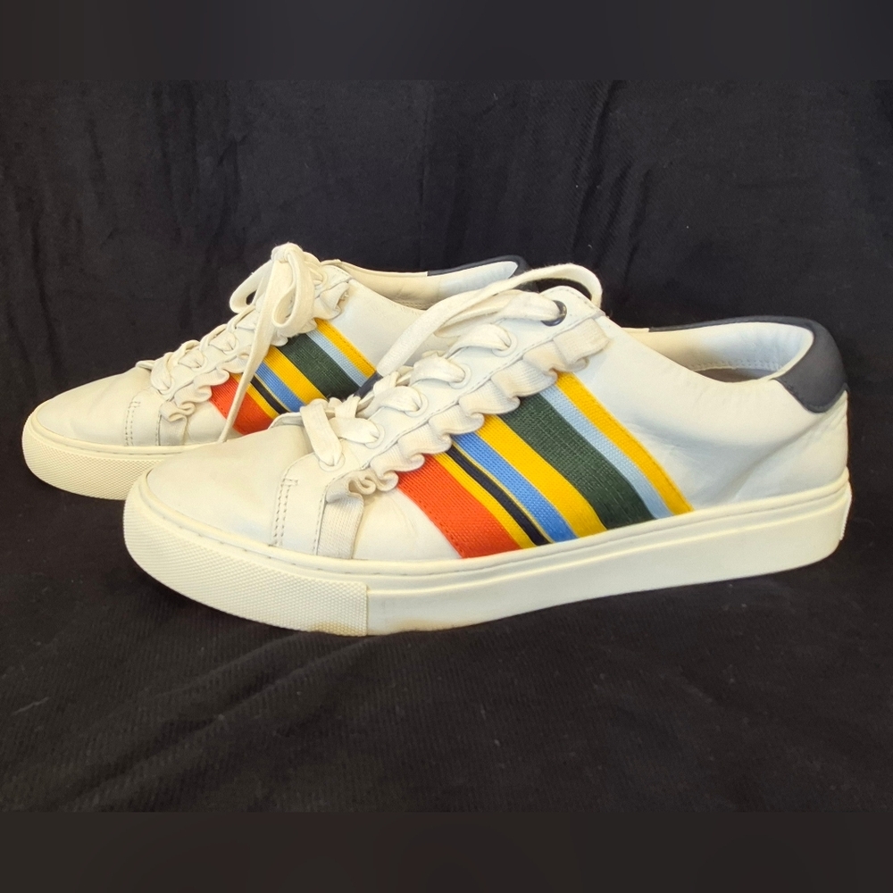 TORY Burch  Ruffle & Striped Women’s 8.5 Sneakers Lace Up